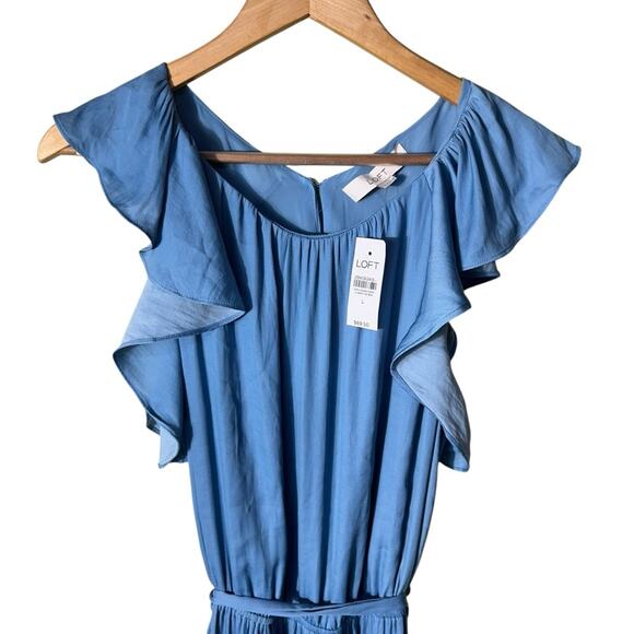 NEW LOFT Ruffle Tiered Midi Dress Size Large - Picture 4 of 9